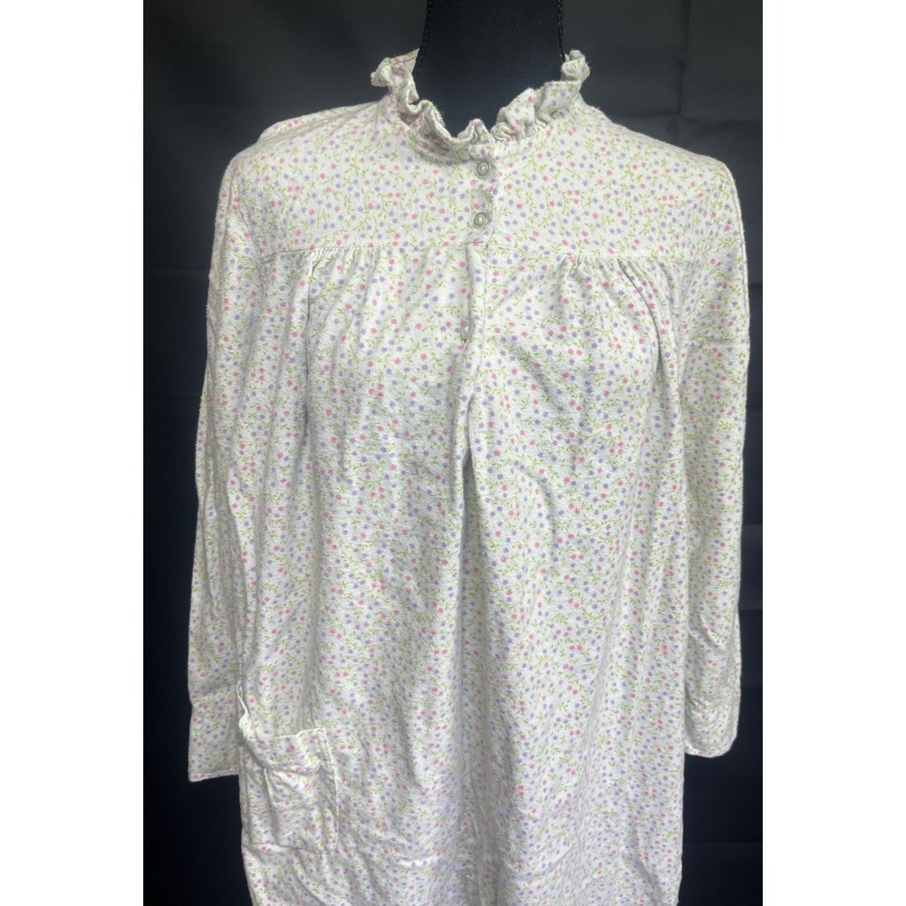 Vintage Sears Flannel Floral Nightgown‎ 100% Cotton Size Medium 12-14